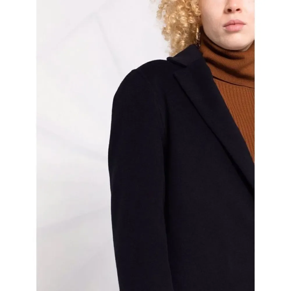 Vince single-breasted fitted wool blend coat Navy